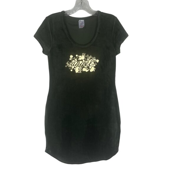 No Boundaries Dress Womens Medium Green Angel Velvet Short Sleeves New - Picture 1 of 10